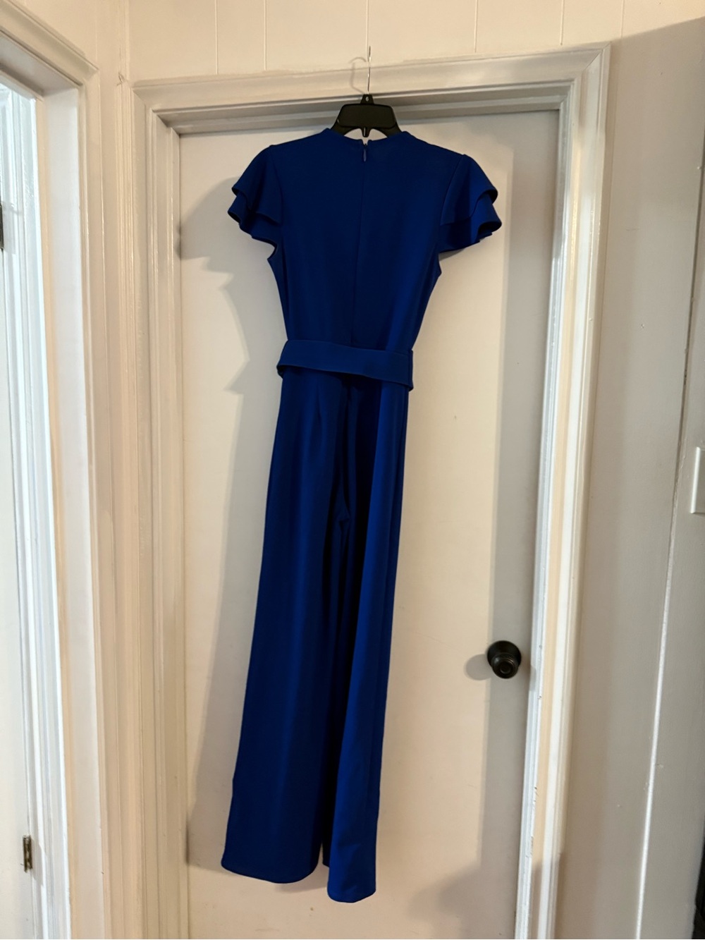 Blue Ruffled Belted Women's Jumpsuit - Picture 7 of 10